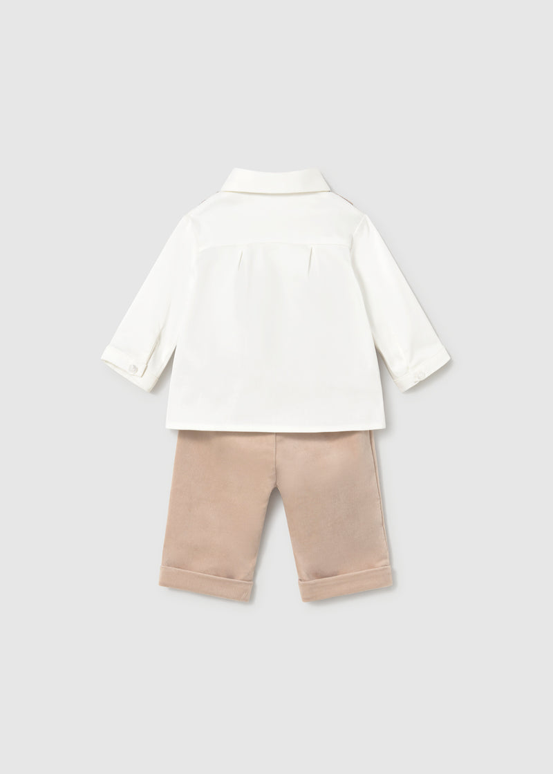 Mayoral Baby Boys 3-Piece Shirt, Waistcoat & Trousers Set | Coffee 2524