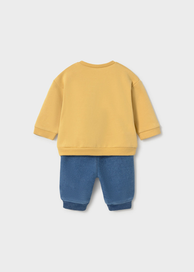 Mayoral Tractor Appliqué Sweatshirt & Trousers Set | Ochre 2535