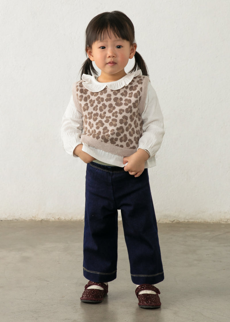 Mayoral Baby Girls Floral Blouse, Knit Vest & Trousers Set | Walnut 2536