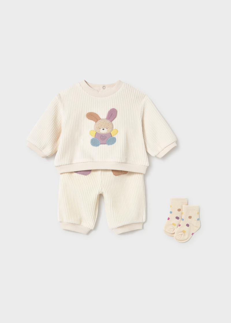 Mayoral Baby Girls 3-Piece Velour Sweatshirt, Joggers & Socks Set | Pottery 2654