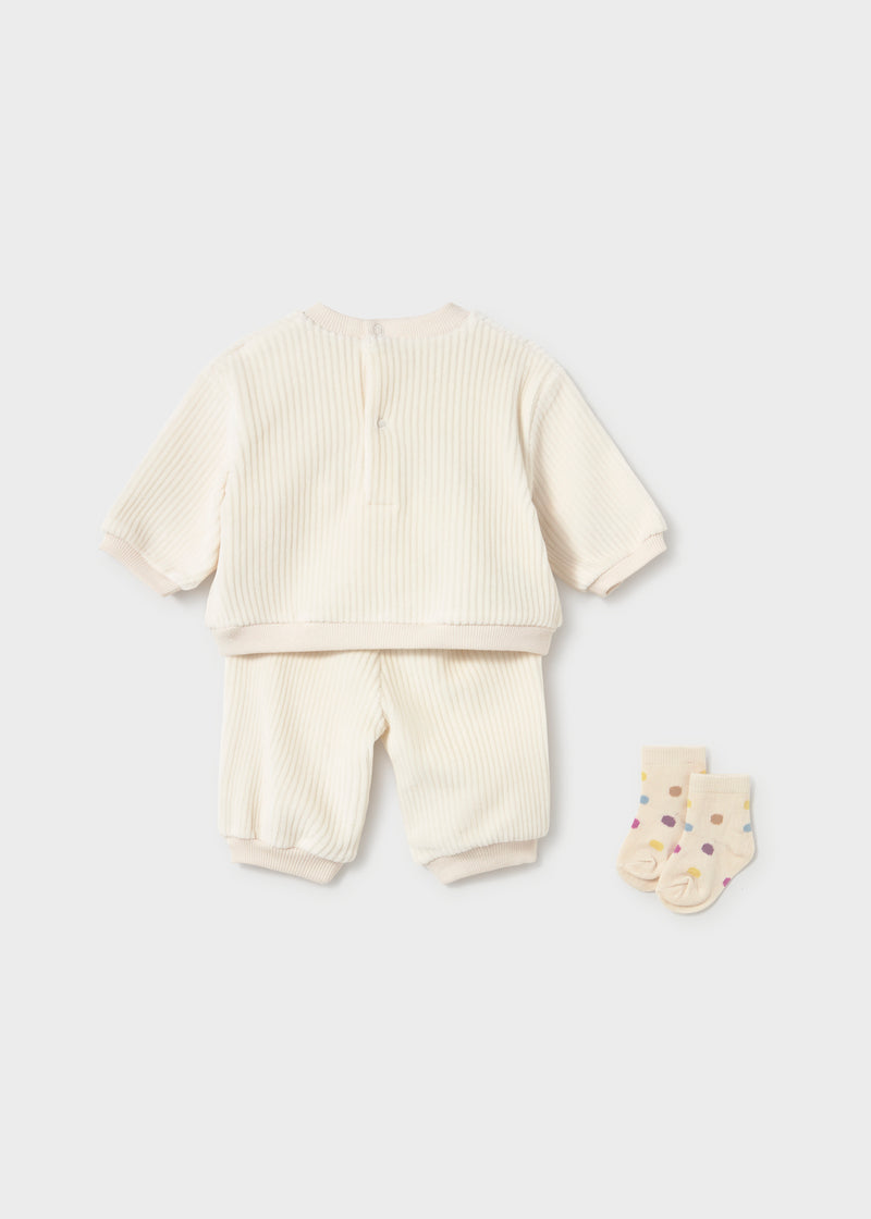 Mayoral Baby Girls 3-Piece Velour Sweatshirt, Joggers & Socks Set | Pottery 2654