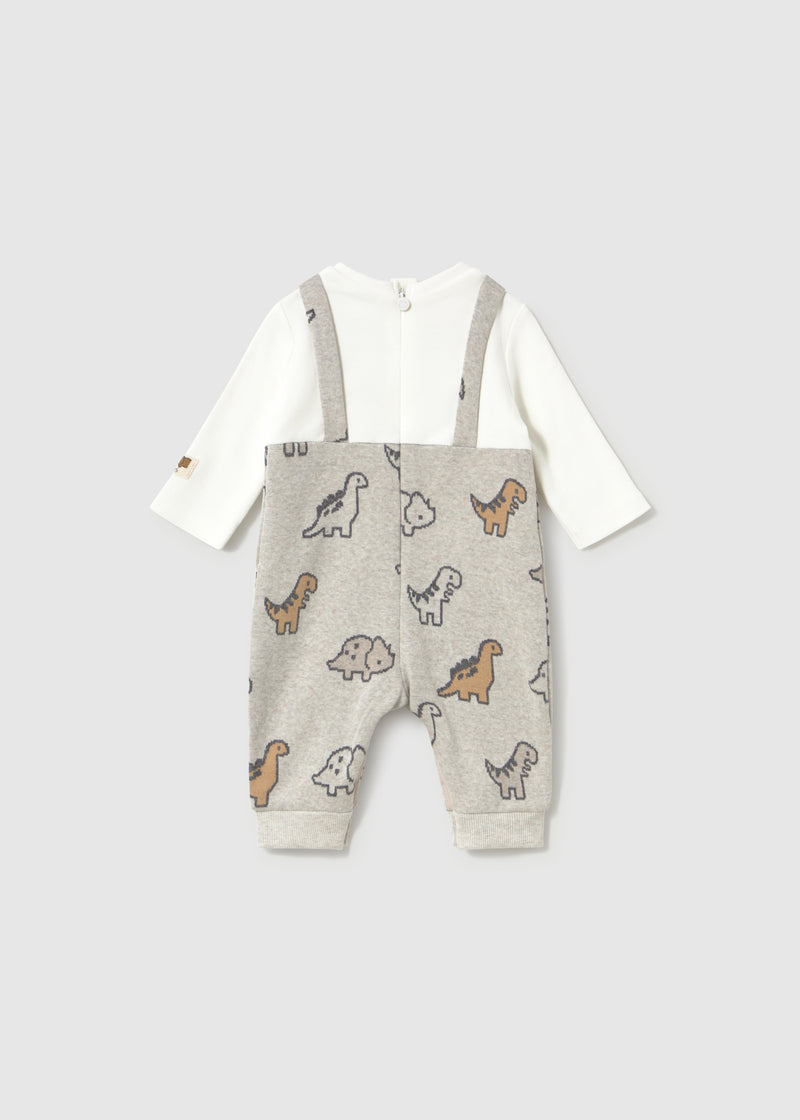 Mayoral Baby Boys Jacquard Romper 2-Piece Dinosaur Set | Marble 2661