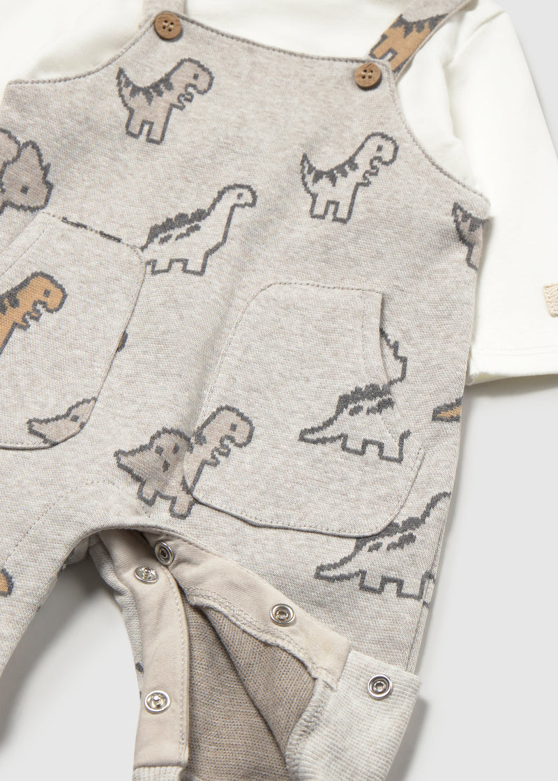 Mayoral Baby Boys Jacquard Romper 2-Piece Dinosaur Set | Marble 2661
