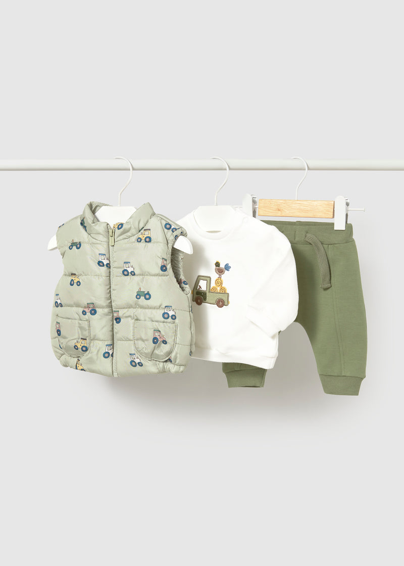 Mayoral Baby Boys 3-Piece T/Suit With Vest  | Forest 2683