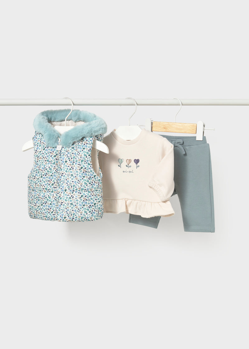 Mayoral Baby Girls 3-Piece Vest Tracksuit  | White 2686