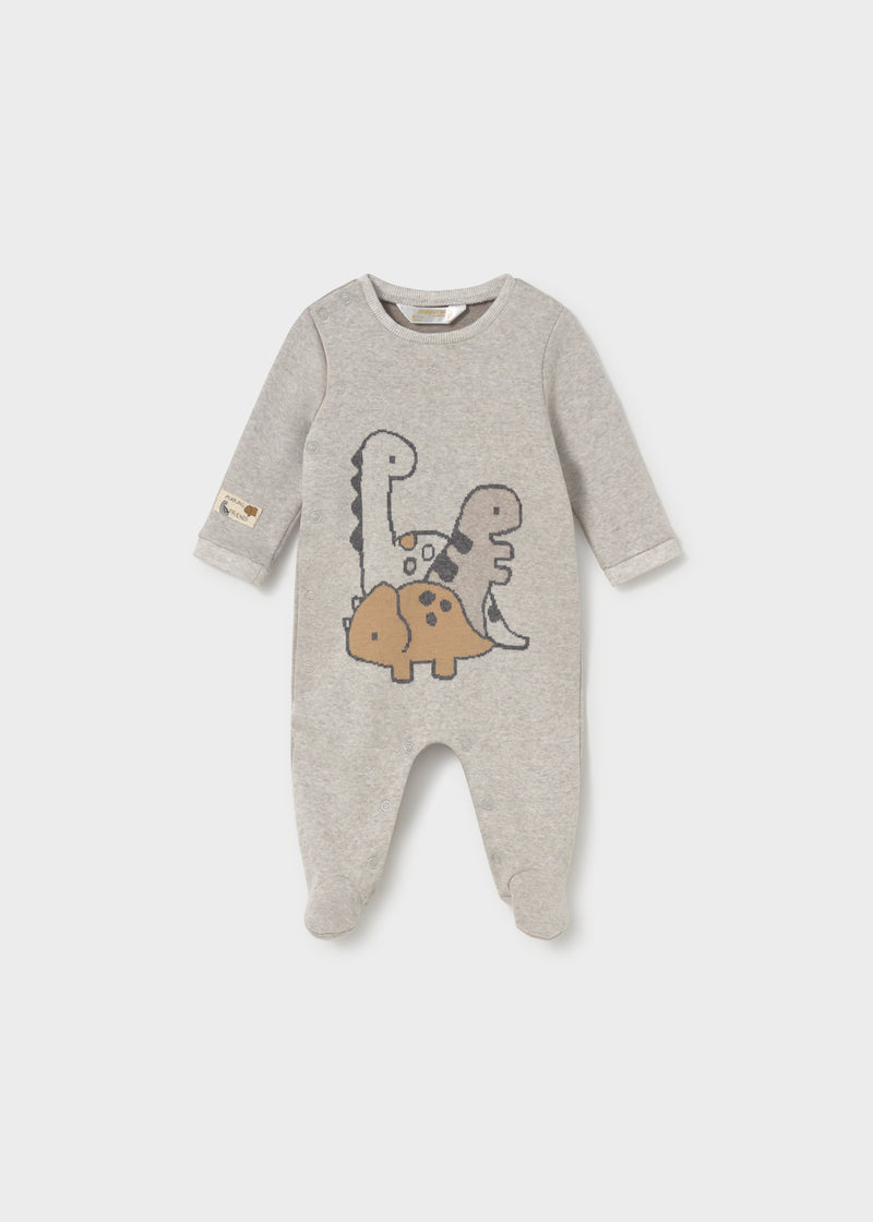 Mayoral Baby Boys Dinosaur Jacquard Knit Romper | Marble 2769