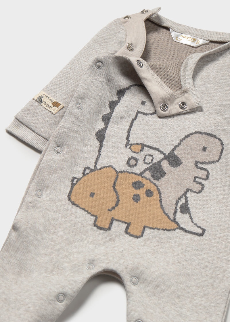 Mayoral Baby Boys Dinosaur Jacquard Knit Romper | Marble 2769