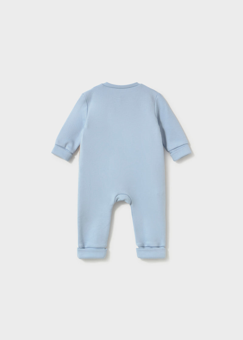 Mayoral Baby Boys Teddy Bear Appliqué Zip Romper Convertible foot | Sky 2777