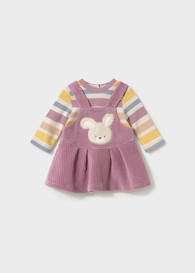Mayoral Baby Girls Dungaree Skirt & Top Set | Mauve 2803