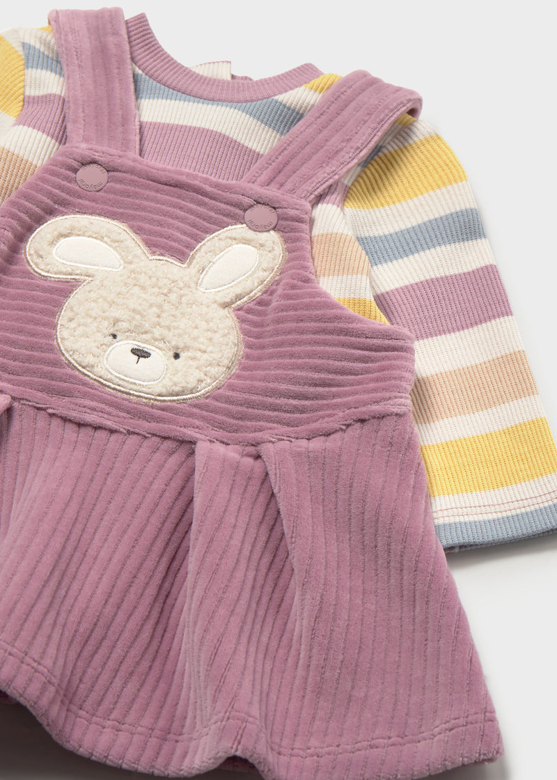 Mayoral Baby Girls Dungaree Skirt & Top Set | Mauve 2803