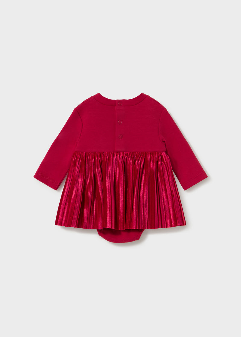 Mayoral Baby Girls Crimson Velvet Bow Matched Romper & Dress | Red 2813
