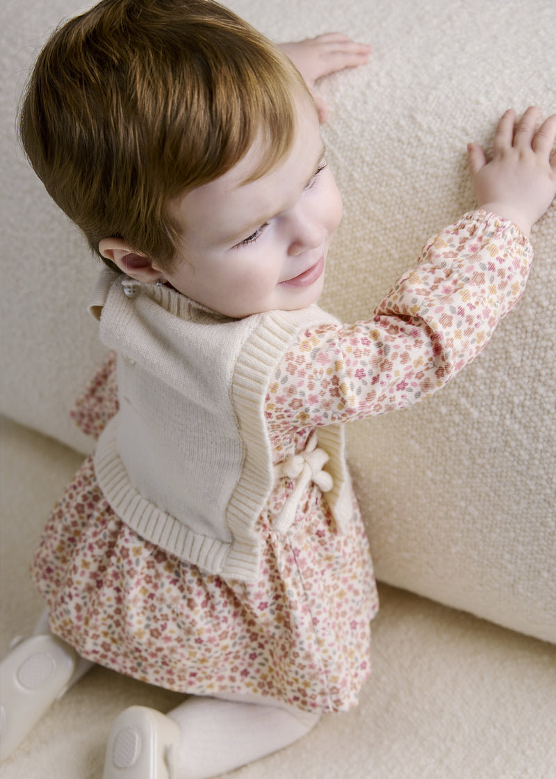 Mayoral Baby Girls Knit Vest Dress |  Cream 2821