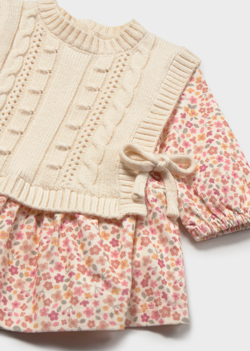 Mayoral Baby Girls Knit Vest Dress |  Cream 2821