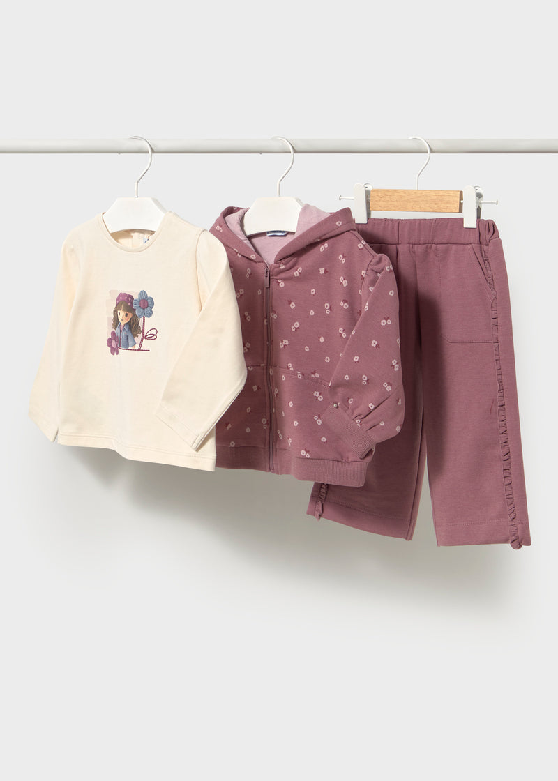 Mayoral Baby Girls 3-Piece Tracksuit  | Violet 2839
