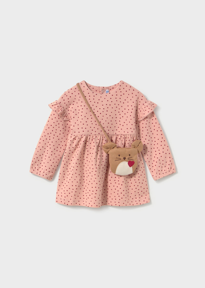 Mayoral Polka Dot Frill Dress & Crossbody Bag | Ivory 2936