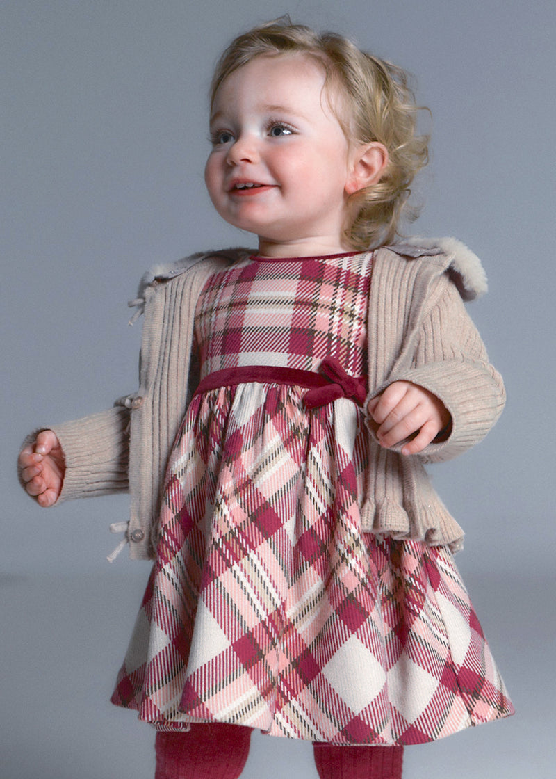Mayoral Girls Plaid Dress | Raspberry 2944