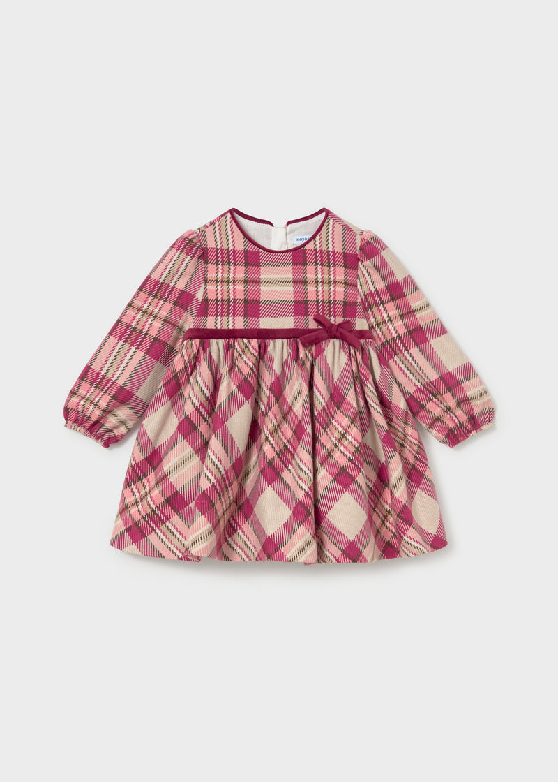 Mayoral Girls Plaid Dress | Raspberry 2944