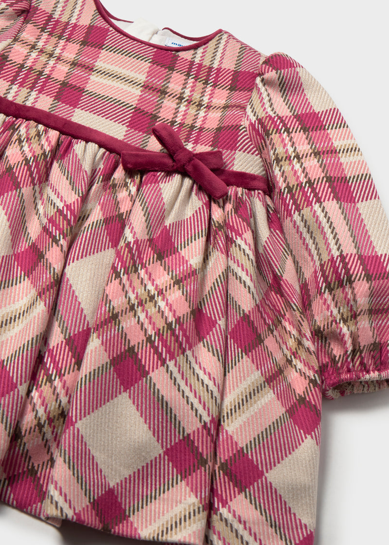 Mayoral Girls Plaid Dress | Raspberry 2944