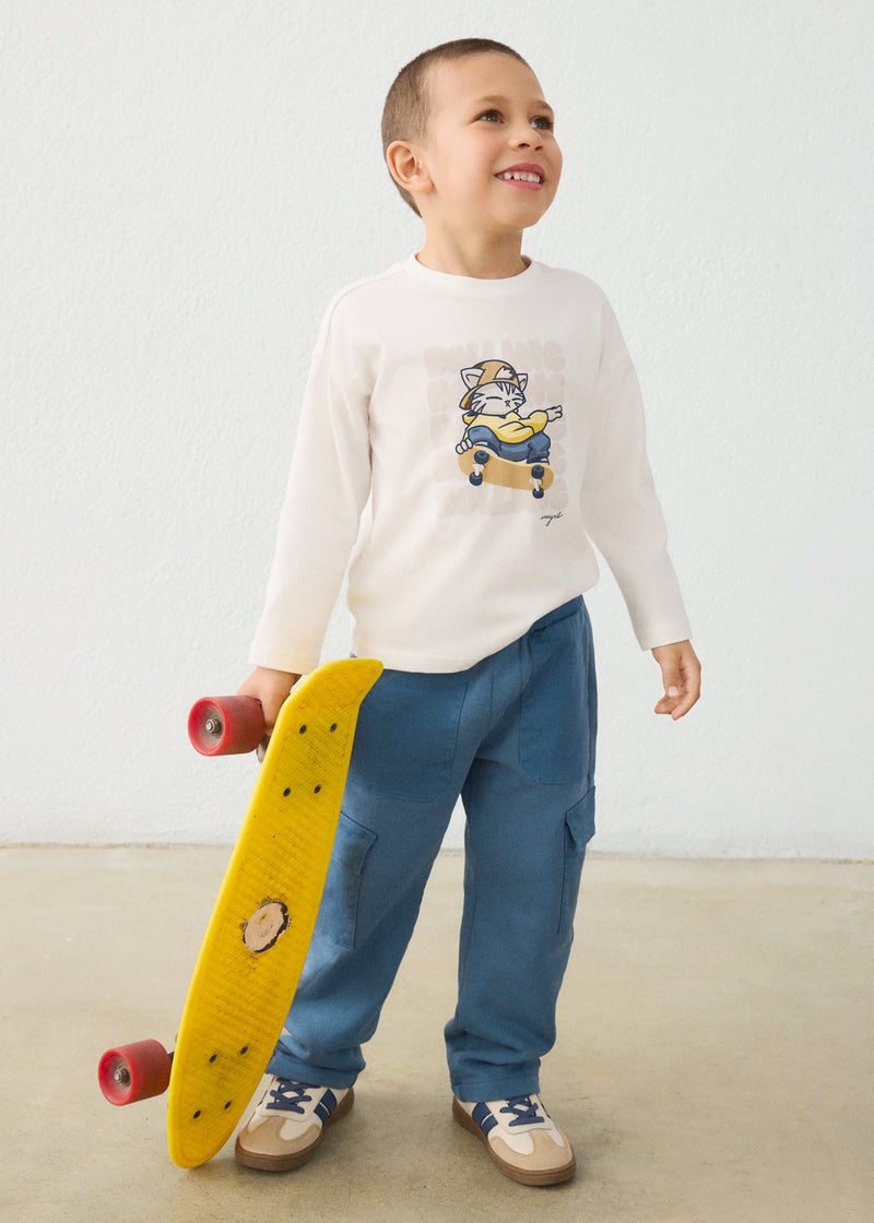 Mayoral Boys Long Sleeve T-Shirt | Cream 4005