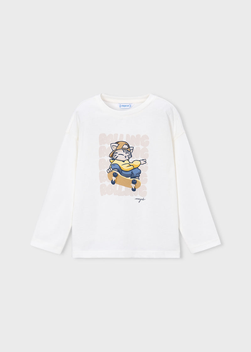Mayoral Boys Long Sleeve T-Shirt | Cream 4005