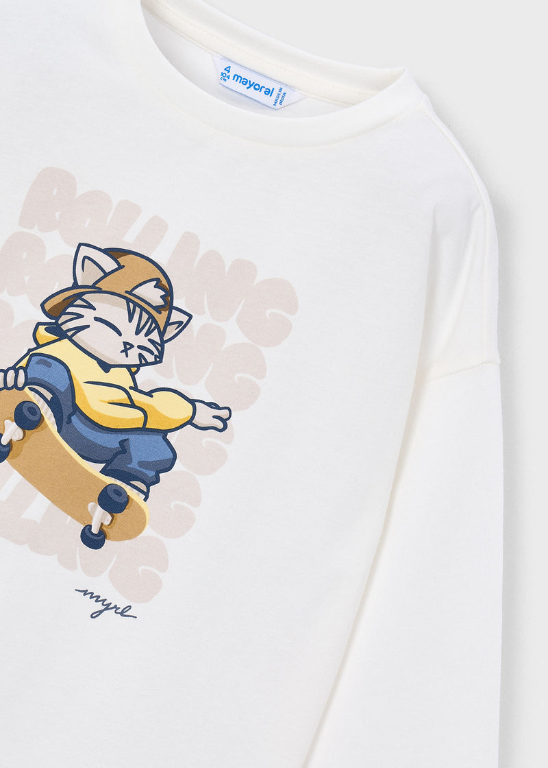 Mayoral Boys Long Sleeve T-Shirt | Cream 4005