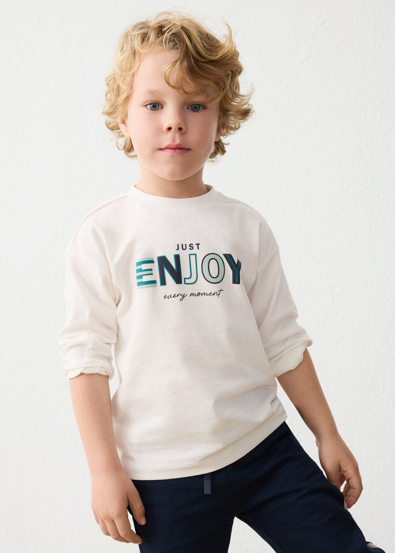Mayoral Boys "Just Enjoy Every Moment" Shirt | Cream 4007