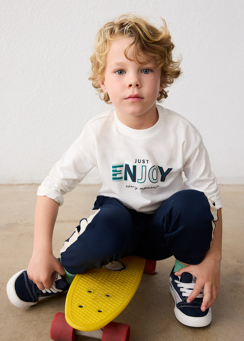 Mayoral Boys "Just Enjoy Every Moment" Shirt | Cream 4007