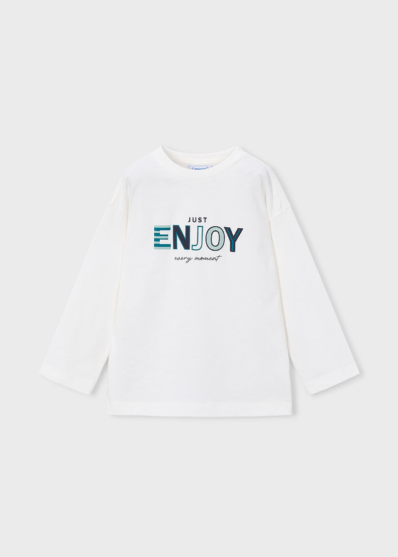 Mayoral Boys "Just Enjoy Every Moment" Shirt | Cream 4007