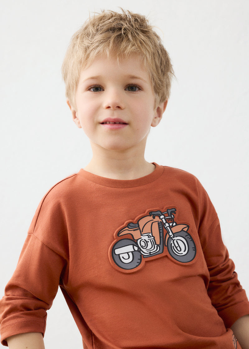 Mayoral Boys Long Sleeve Motorcycle T-Shirt | Brick 4009