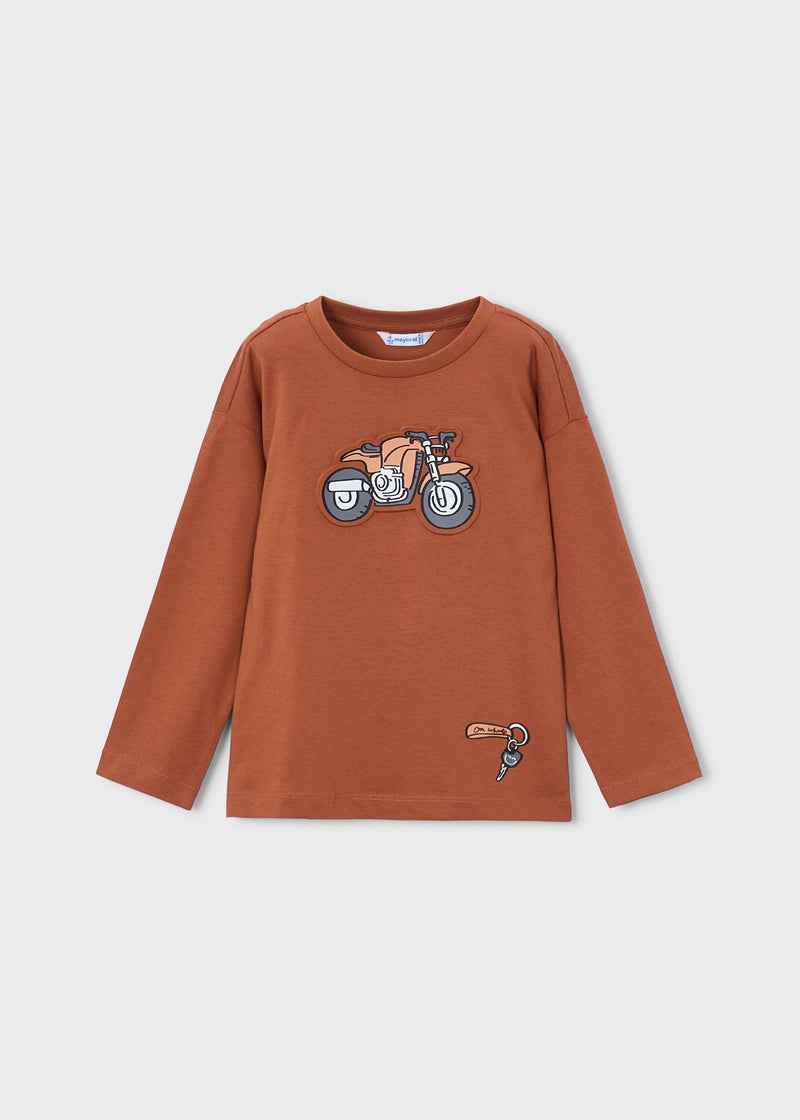 Mayoral Boys Long Sleeve Motorcycle T-Shirt | Brick 4009