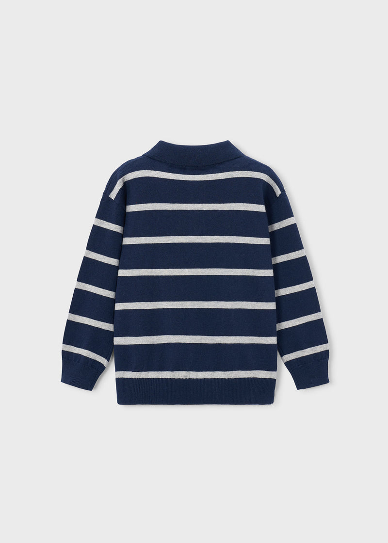 Mayoral Boys Stripe Knit Polo Sweater | Blue 4101