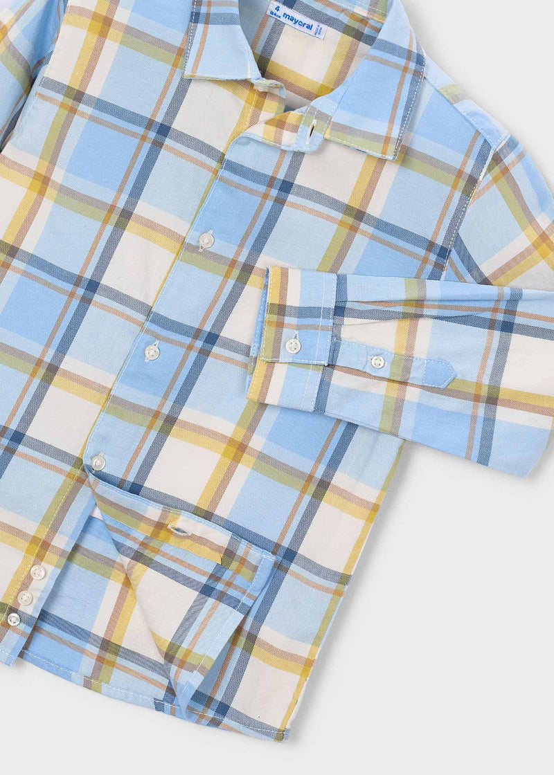 Mayoral Boys Long Sleeve Check Shirt | Water 4102