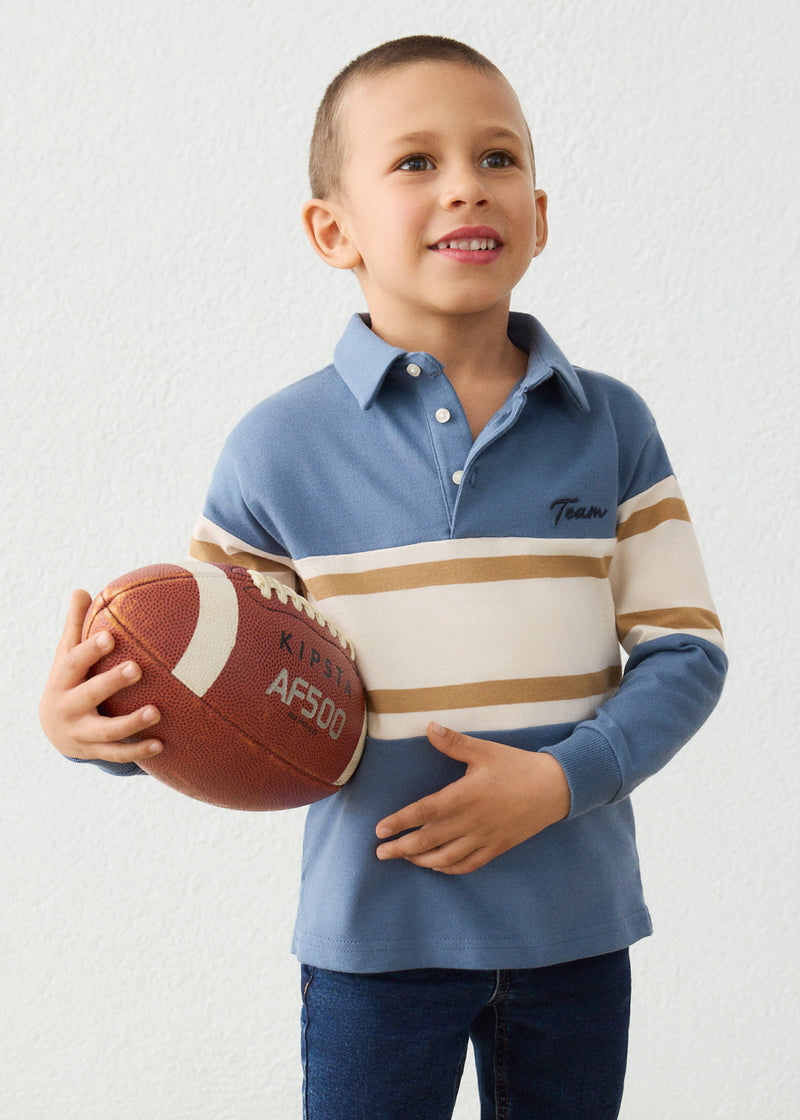 Mayoral Boys Long Sleeve Stripe Rugby Polo | Ice 4140