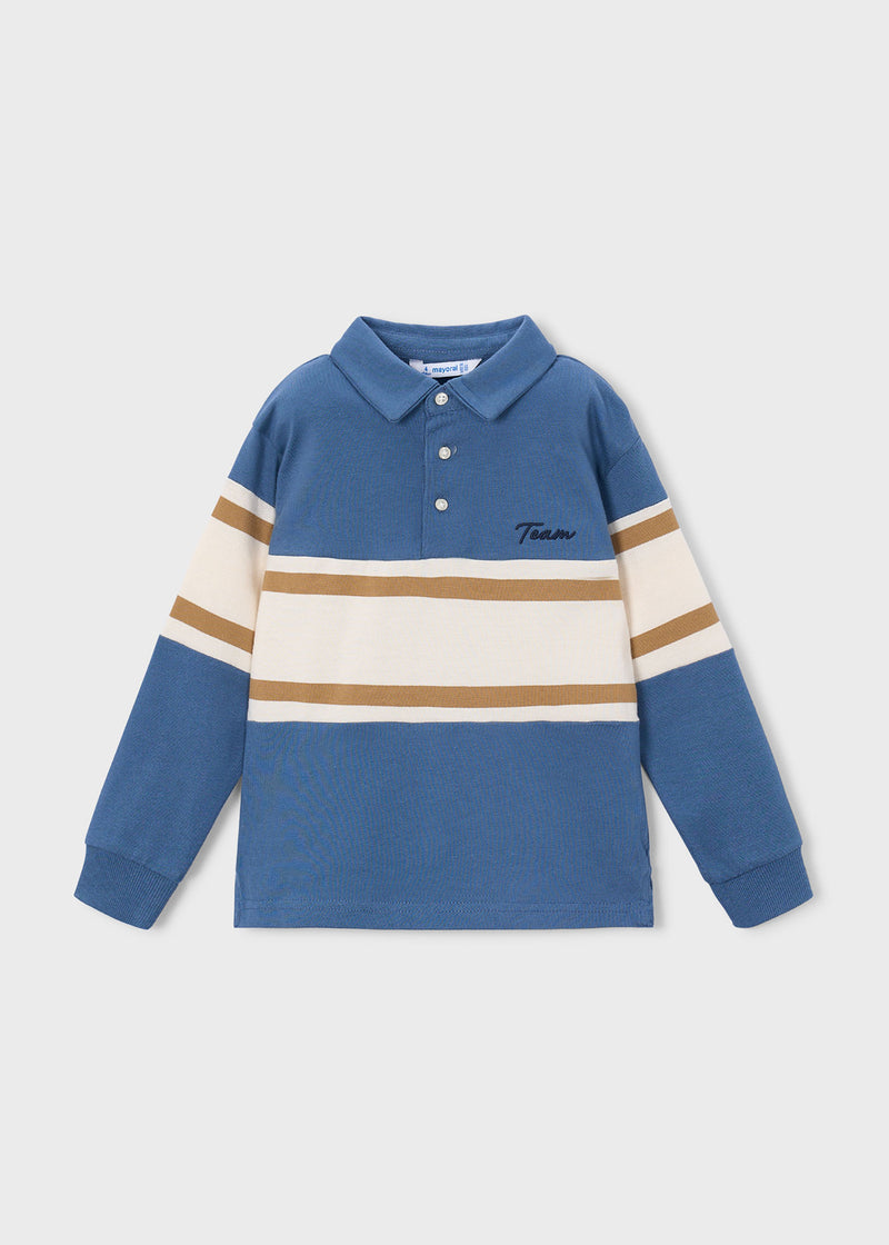 Mayoral Boys Long Sleeve Stripe Rugby Polo | Ice 4140