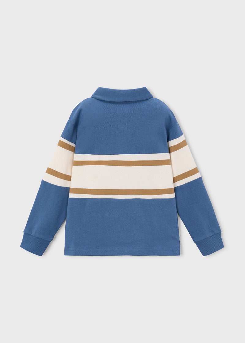 Mayoral Boys Long Sleeve Stripe Rugby Polo | Ice 4140