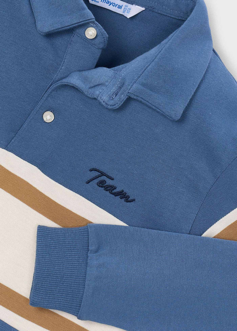Mayoral Boys Long Sleeve Stripe Rugby Polo | Ice 4140