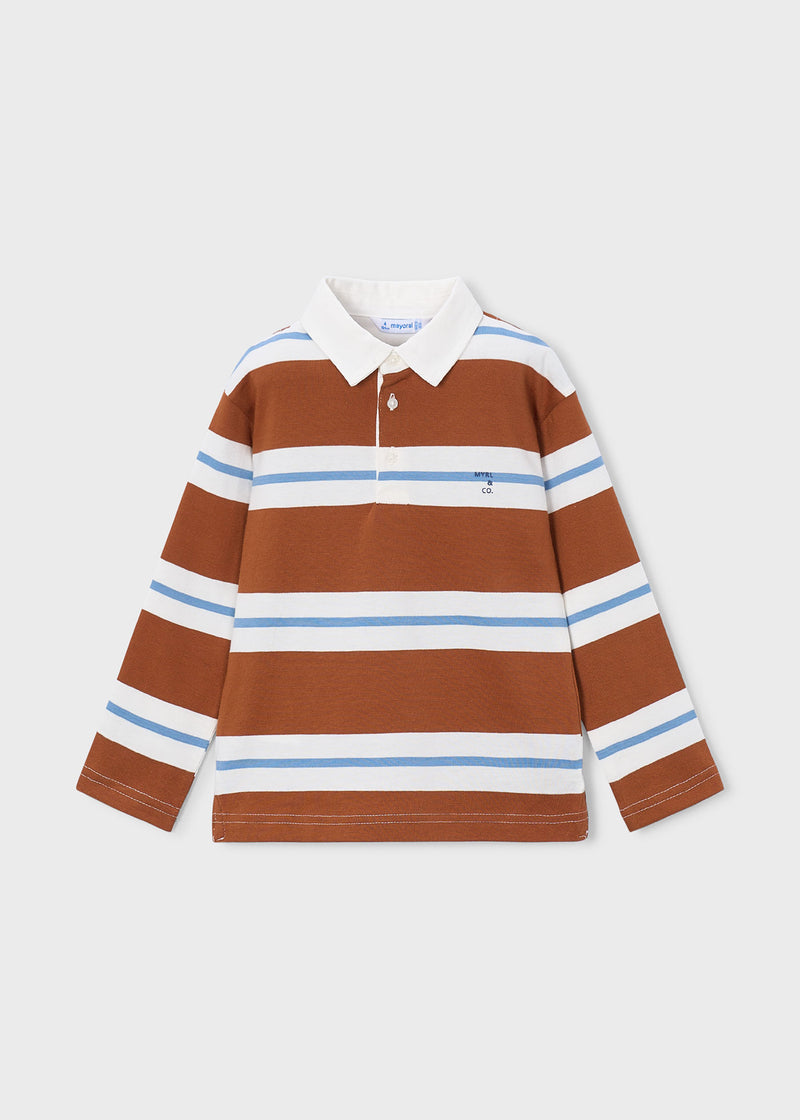 Mayoral Boys Long Sleeve Stripe Rugby Polo | Brick 4141