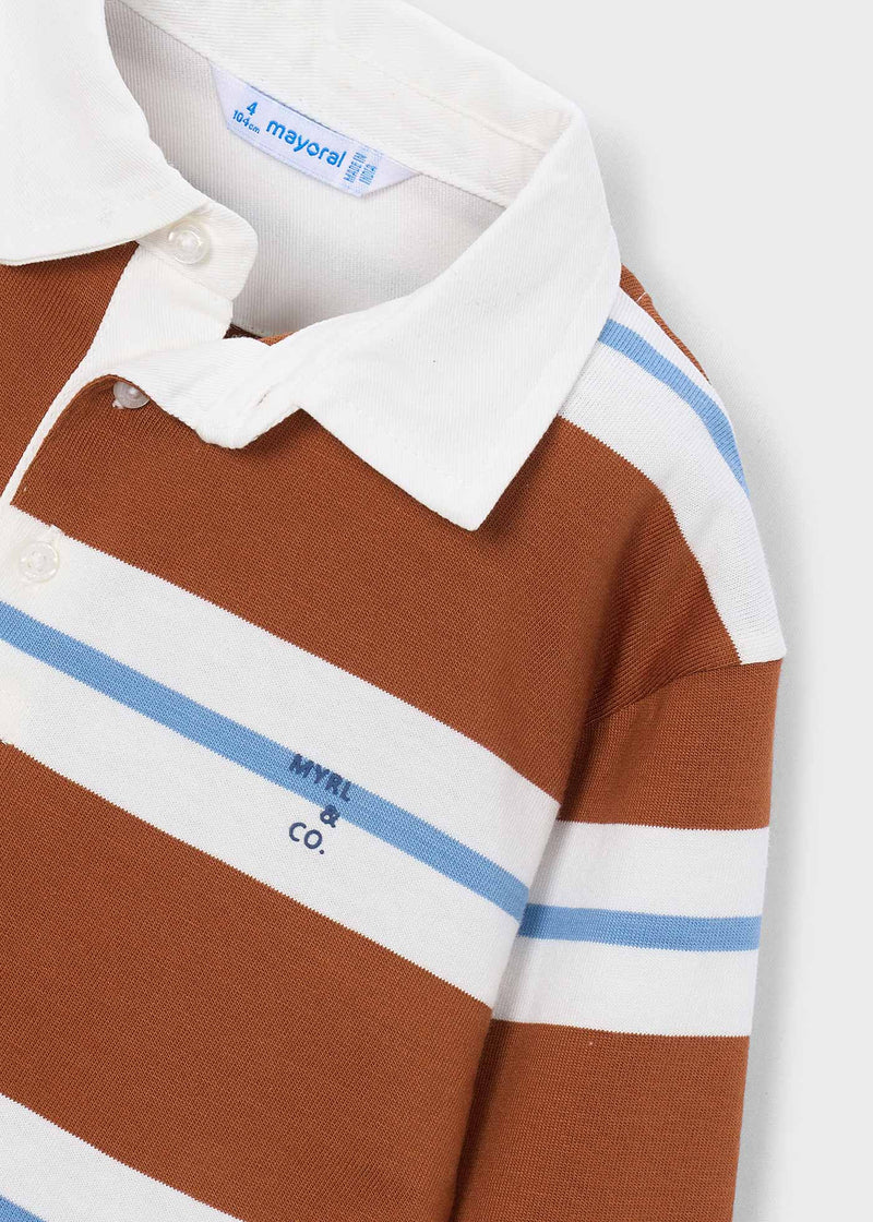 Mayoral Boys Long Sleeve Stripe Rugby Polo | Brick 4141