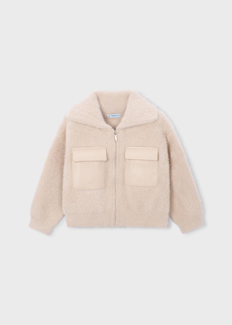Mayoral Girls Faux Fur Zip Jacket | Bescuit 4330