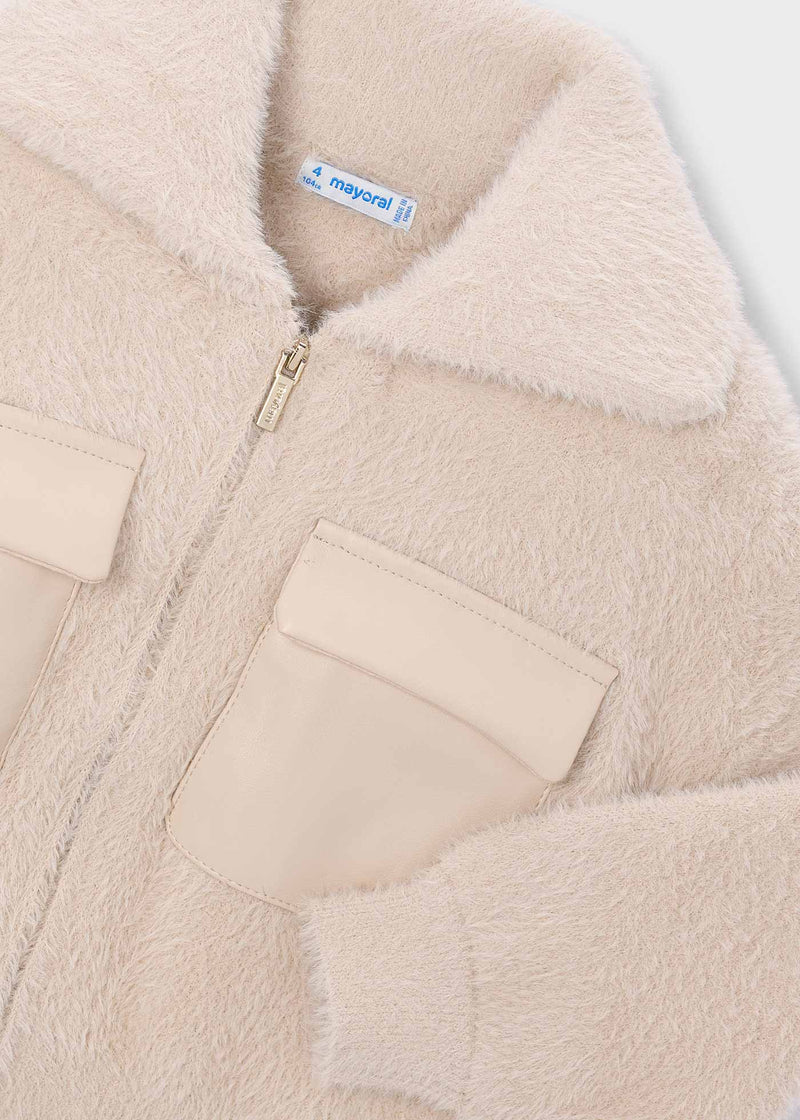 Mayoral Girls Faux Fur Zip Jacket | Bescuit 4330