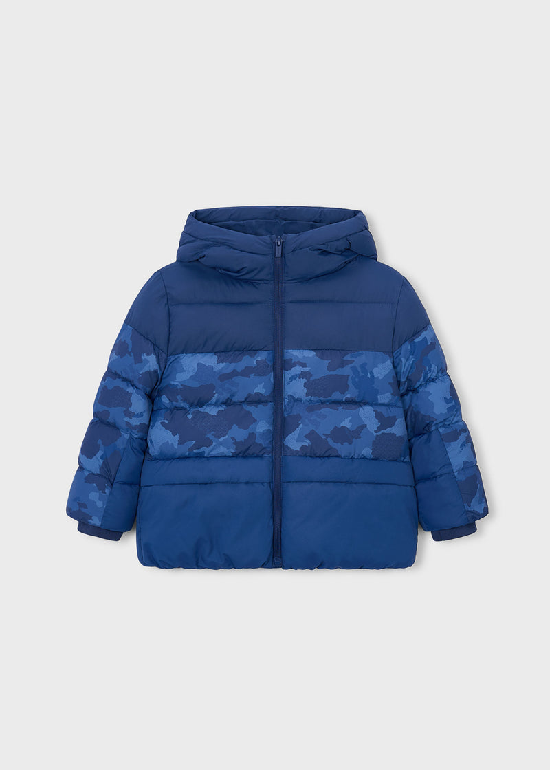 Mayoral Boys Hooded Camo Panel Puffer Jacket | Blue 4403