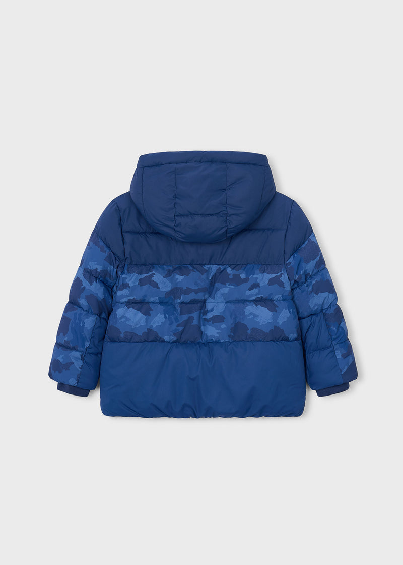 Mayoral Boys Hooded Camo Panel Puffer Jacket | Blue 4403