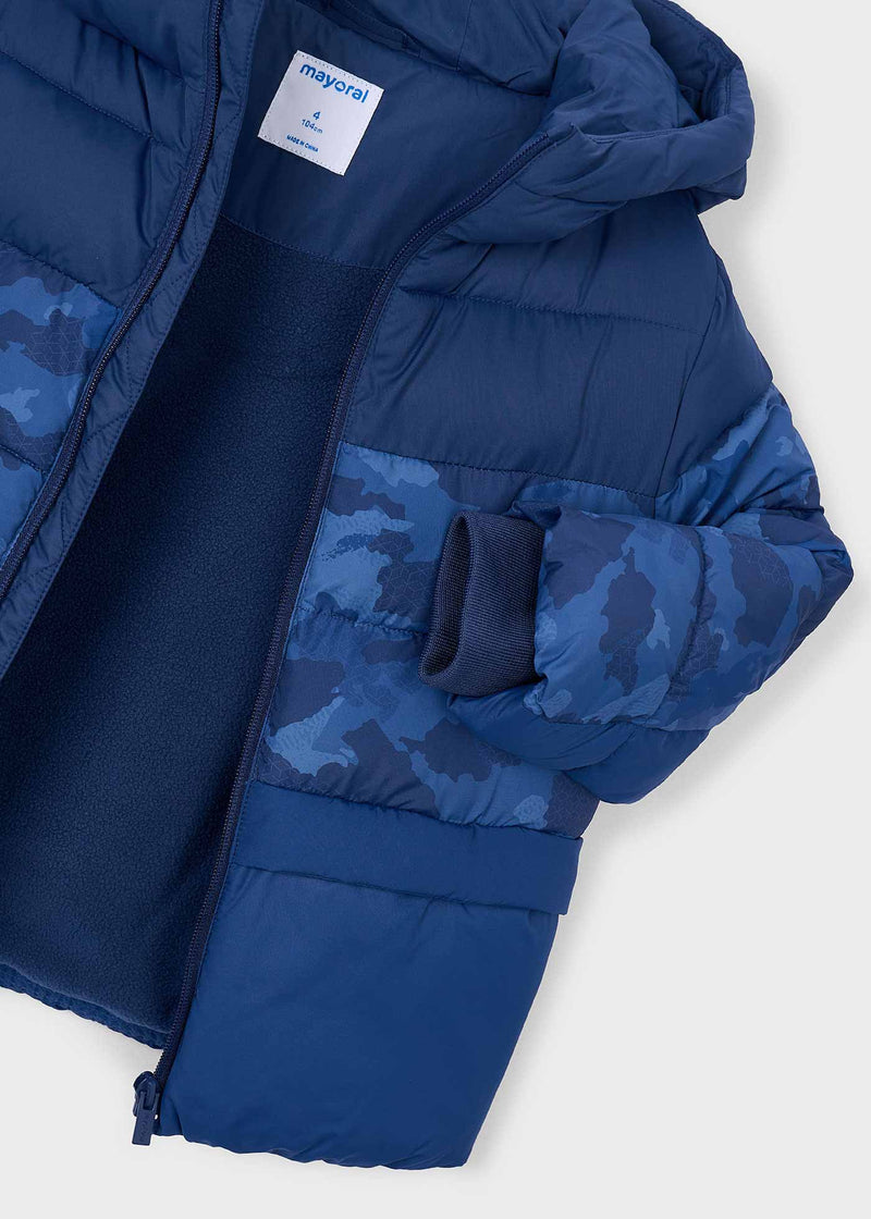 Mayoral Boys Hooded Camo Panel Puffer Jacket | Blue 4403