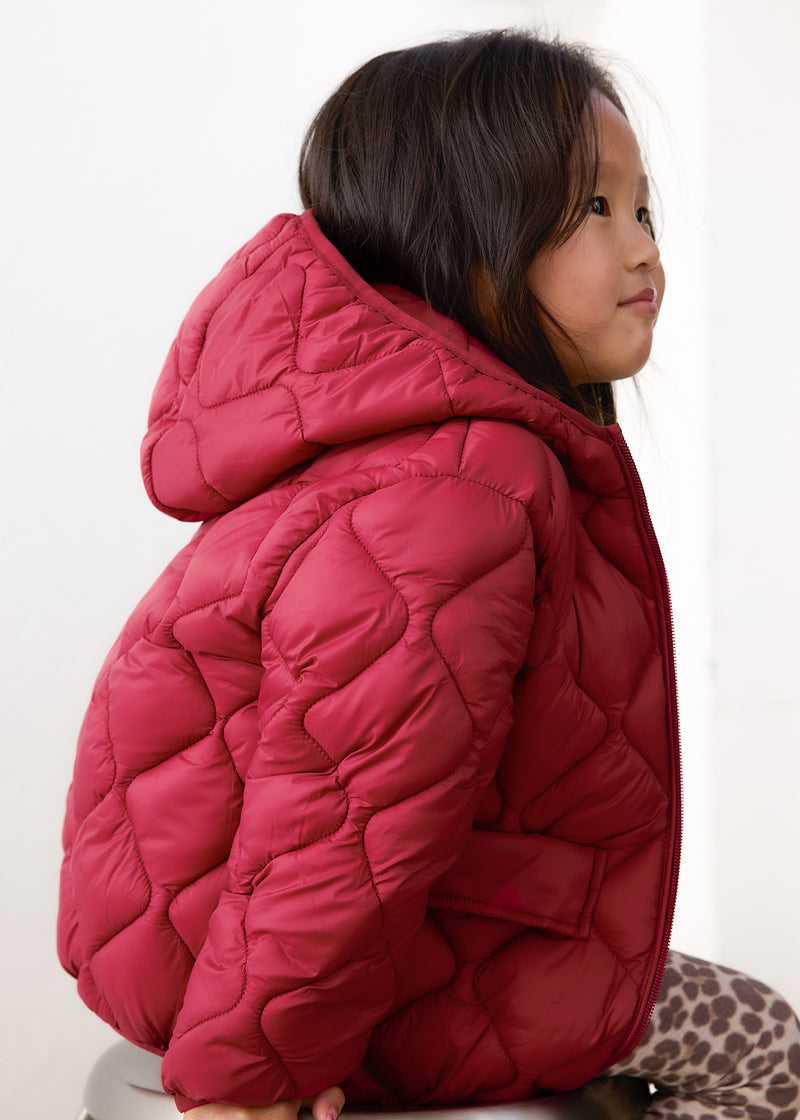 Mayoral Girls Quilted Hooded Puffer Jacket | Berry 4417