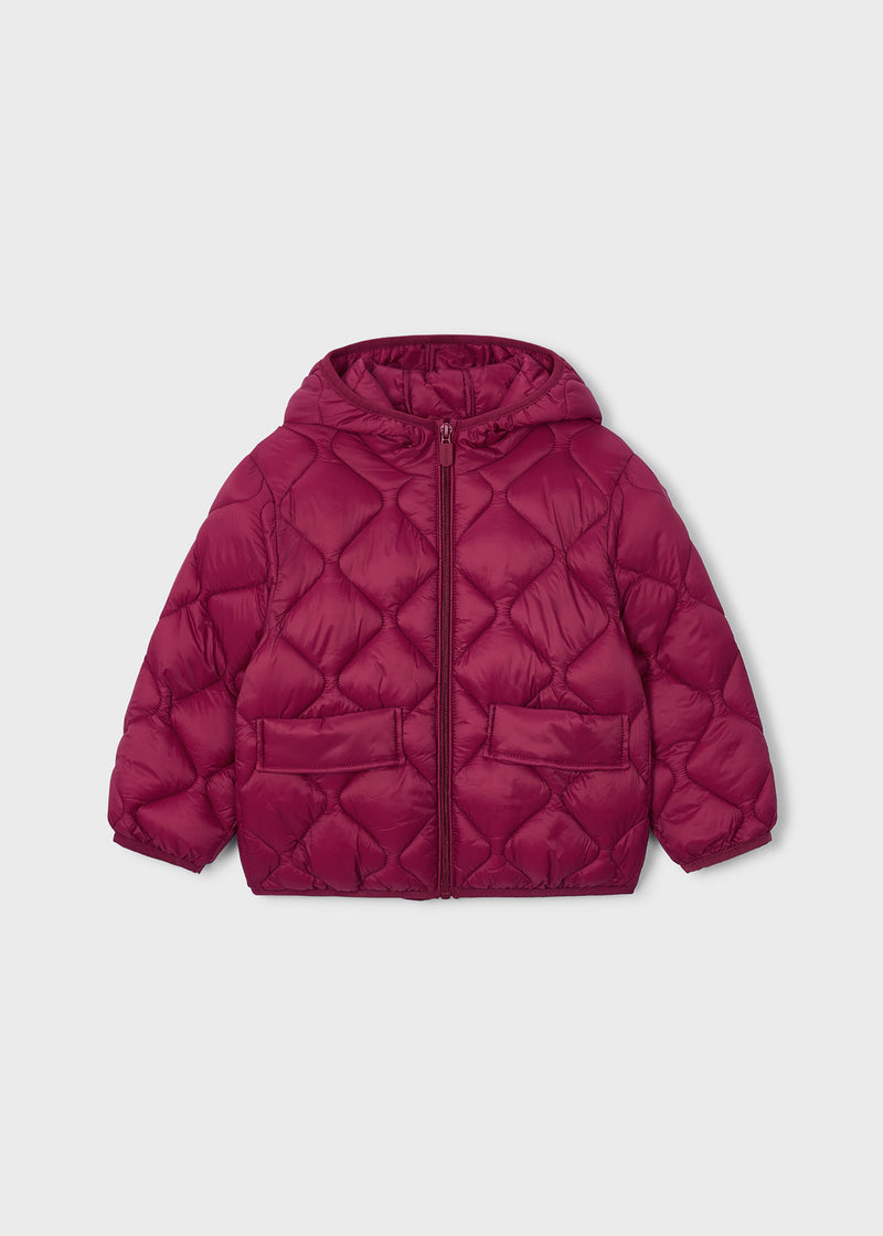 Mayoral Girls Quilted Hooded Puffer Jacket | Berry 4417