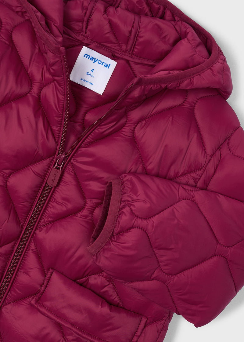 Mayoral Girls Quilted Hooded Puffer Jacket | Berry 4417