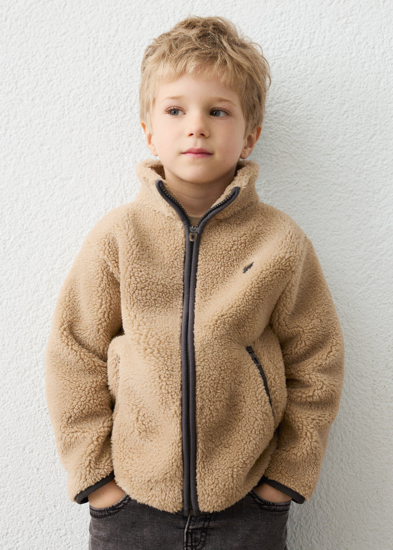 Mayoral Kids Teddy Fleece Zip Jacket - front view on model