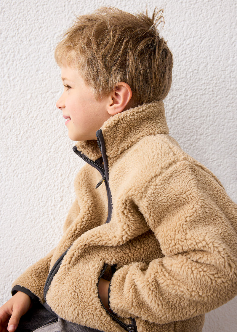Mayoral Kids Teddy Fleece Zip Jacket - side profile view