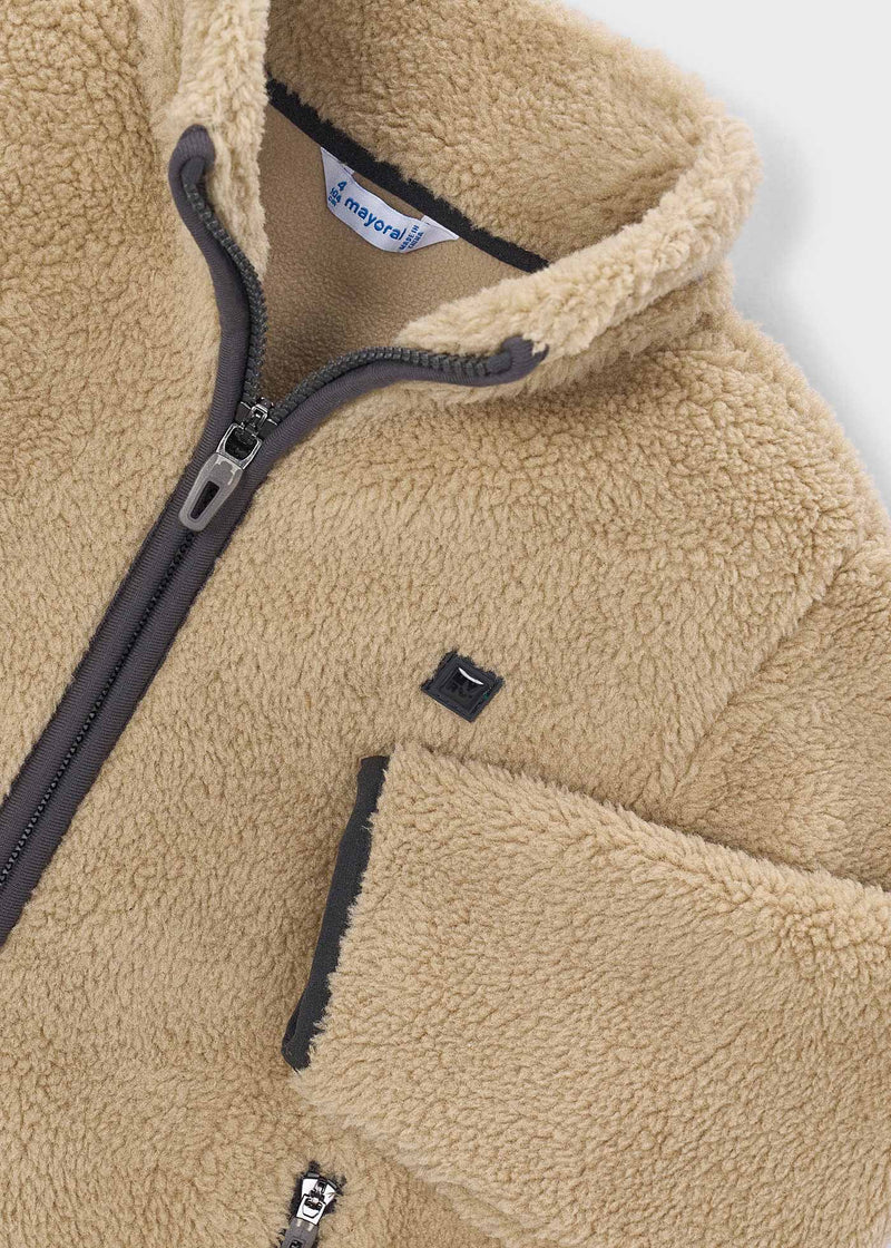 Mayoral Kids Teddy Fleece Zip Jacket - close up detail