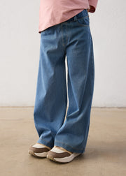 Mayoral Girls Wide Leg Denim Jeans - model leg detail view